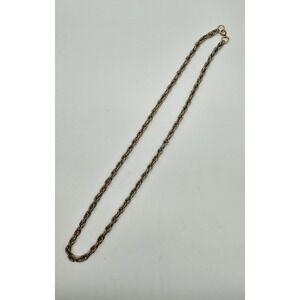 Vintage Two Tone Rope Chain Necklace Gold Silver Metallic Intertwined 30 Inch
